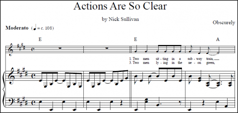 Actions Are So Clear sheet music (detail)