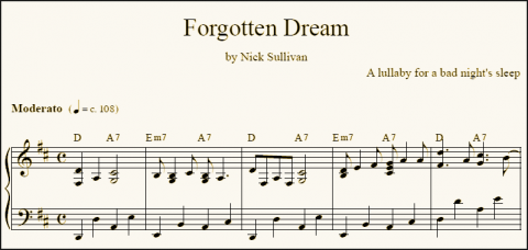 Forgotten Dream sheet music (detail)
