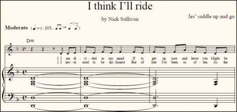 I Think I'll Ride sheet music (detail)