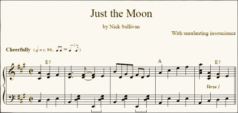 Just The Moon sheet music (detail)