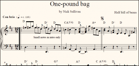 One-Pound Bag sheet music (detail)