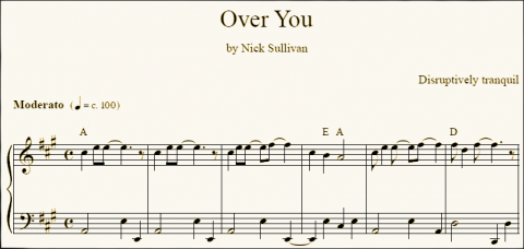 Over You sheet music (detail)